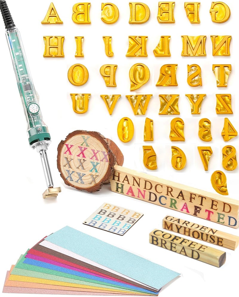 AIMOADO 5/8" 36 Pcs Wood Burning Letter Kit, Wood Burning Letters and Numbers Stamps for Wood Branding Leather Crafting, Ideal Wood Burner Letters Gifts for Christmas Wedding Birthday - Image 1